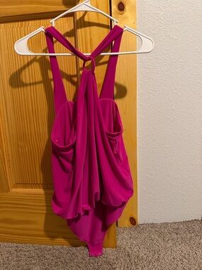 Draped Fuchsia halter top Bodysuit Top